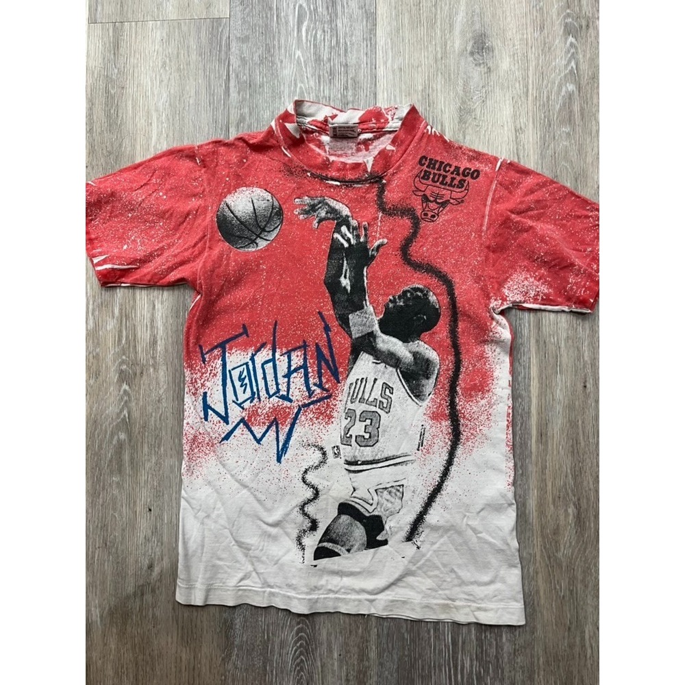 Vtg 90s Michael Jordan Magic Johnson T's T Shirt AOP Sz YL/XS